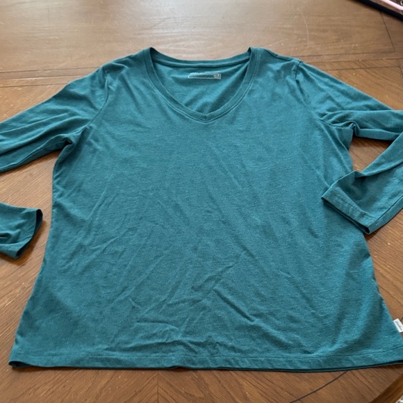 Eddie Bauer Teal Long Sleeve V-Neck Top Tee XL - Picture 1 of 9